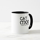 Cat Mom Pet Name Script Text Black White Customize Tasse (VorderseiteRechts)