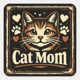 Cat Mom – Proud Feline Mother Love Quadratischer Aufkleber