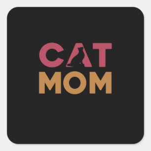 Cat Mom Quadratischer Aufkleber