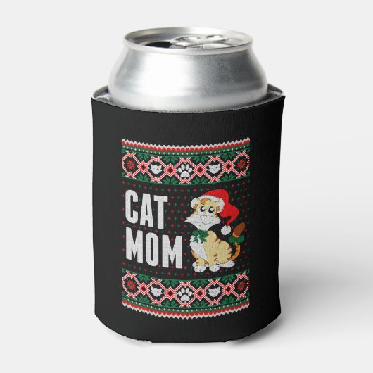 Cat Mom Ugly Christmas Sweater Dosenkühler (Kanne Vorderseite)