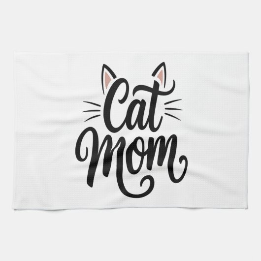 Cat Mom Whiskers and Ears Geschirrtuch (Horizontal)