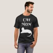 Cat Mom White On Black T-Shirt (Vorne ganz)