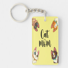 Cat Mom Yellow Schlüsselanhänger
