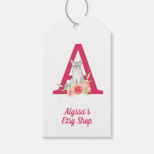 Cat Monogram und Pink Floral Bouquet Merchandise