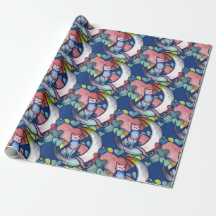 Cat Moon Lover Herz Geschenkpapier