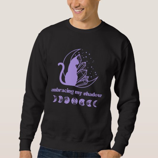 Cat Moon Phase and Crystal Shadow Work Meditation Sweatshirt (Vorderseite)