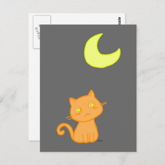 Cat Moon Postkarte (Vorne/Hinten)