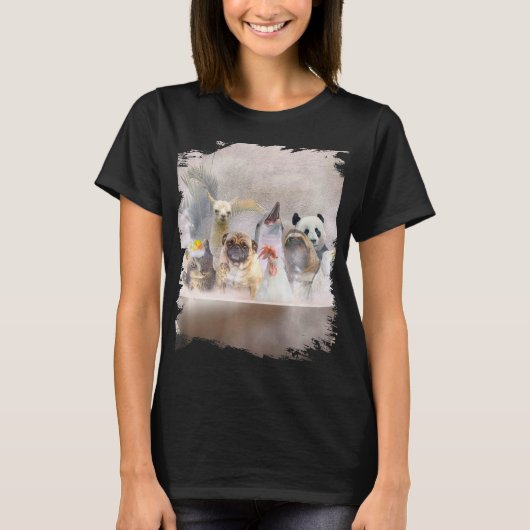 Cat Mops Hund Huhn Sloth Llama Panda Dolphin Bath T-Shirt (Vorderseite)