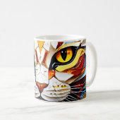 Cat Mosaic gesteinigtes Glas Design Coffee Tasse (VorderseiteRechts)