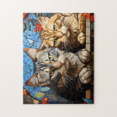 Cat Mosaic gesteinigtes Glas Designer Puzzle (Vertikal)