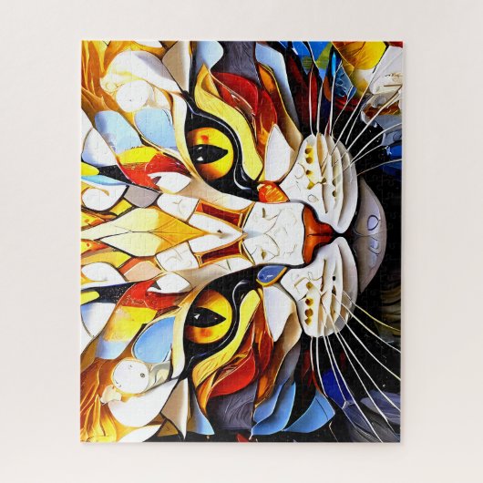 Cat Mosaic gesteinigtes Glas Designer Puzzle (Vertikal)