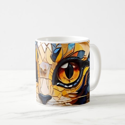 Cat Mosaic-Hartglas-Design Kaffeetasse (VorderseiteRechts)