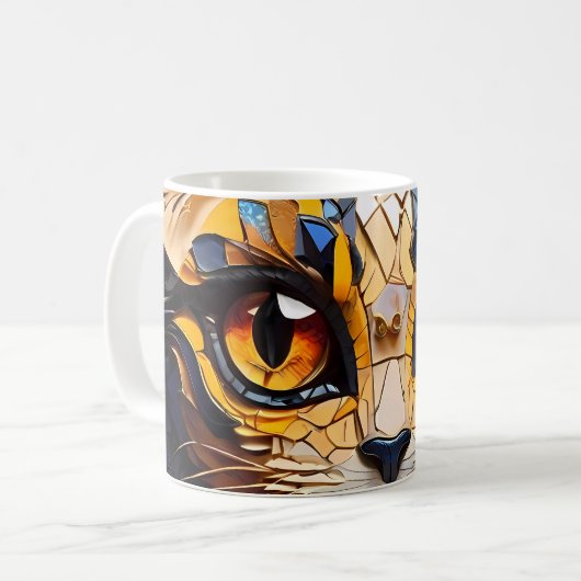 Cat Mosaic-Hartglas-Design Kaffeetasse (Vorderseite Links)