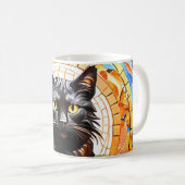 Cat Mosaic Stached Glass Designer Tasse (VorderseiteRechts)