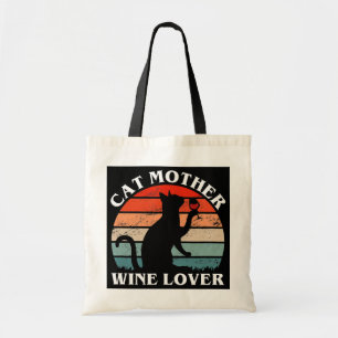 Cat Mother Wine Lover Vintage Tragetasche