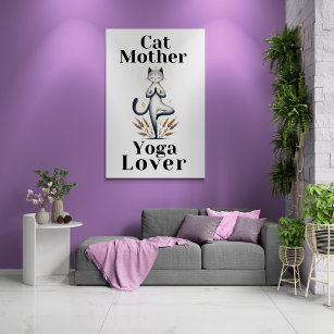 Cat Mother Yoga Lover Illustration Leinwanddruck