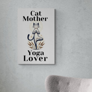 Cat Mother Yoga Lover Illustration Leinwanddruck