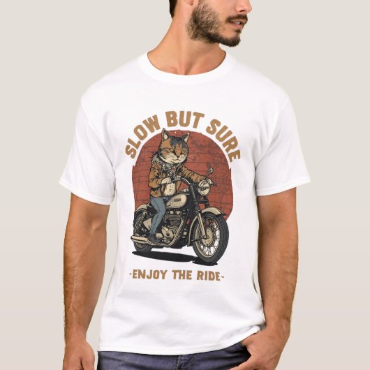 Cat Motorcycle Biker T-Shirt (Vorderseite)