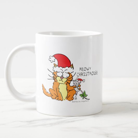 Cat Mouse Christmas Funny Cartoon Niedlich Jumbo-Tasse (Links)