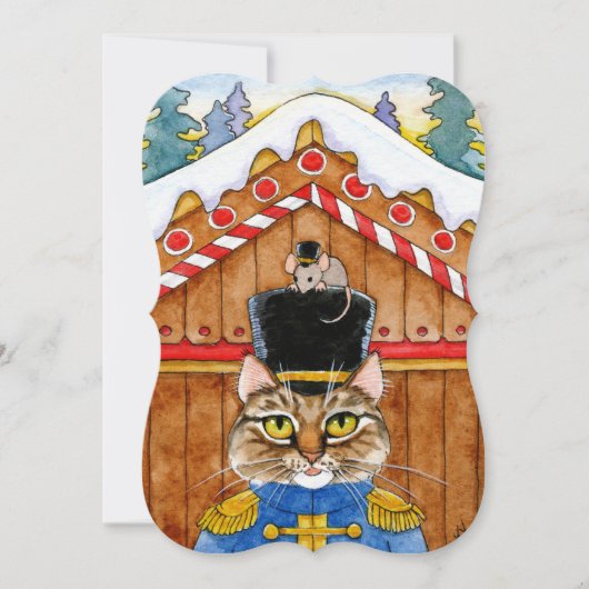 Cat Mouse Christmas Nutcracker Karte oder Einladun (Vorderseite)