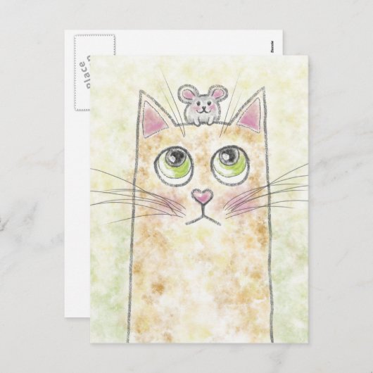 Cat Mouse Illustration Feiertagspostkarte (Vorne/Hinten)