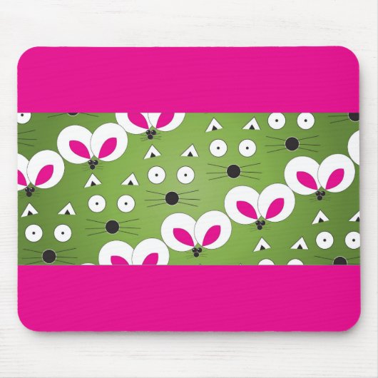 Cat Mouse Muster grün Mousepad (Vorne)