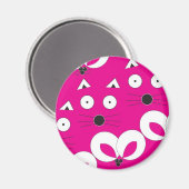 Cat Mouse Muster Hot Pink Magnet (Vorderseite/Rückseite)