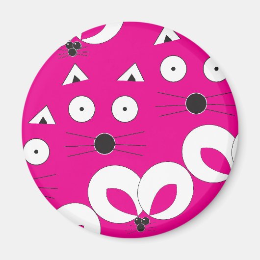 Cat Mouse Muster Hot Pink Magnet (Vorne)