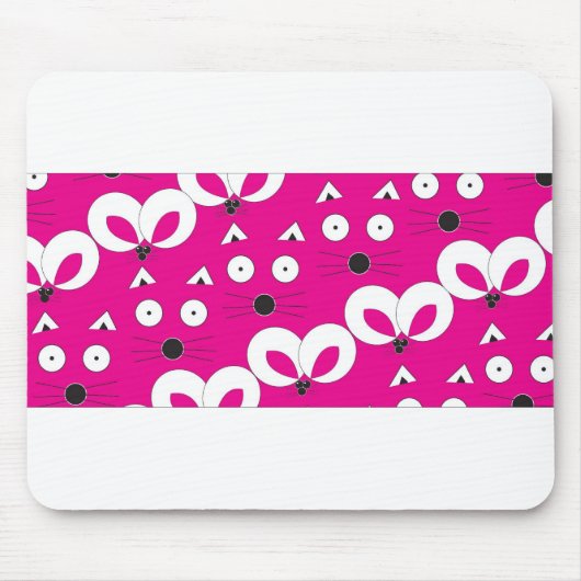 Cat Mouse Muster Hot Pink Mousepad (Vorne)