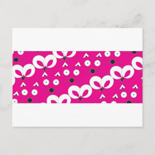 Cat Mouse Muster Hot Pink Postkarte