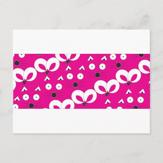 Cat Mouse Muster Hot Pink Postkarte (Vorderseite)