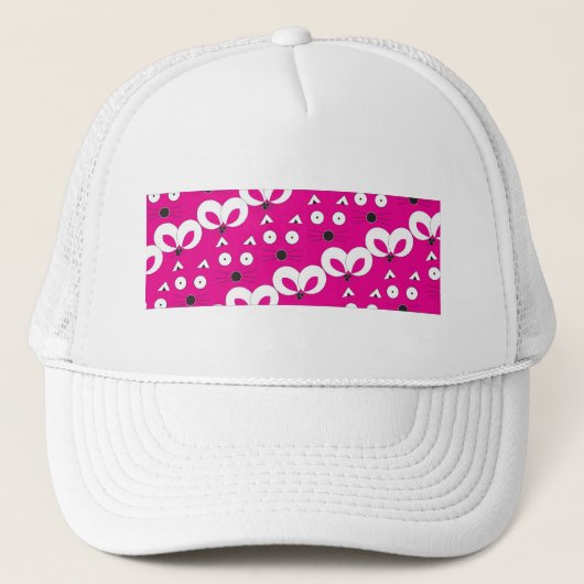 Cat Mouse Muster Hot Pink Truckerkappe (Vorderseite)