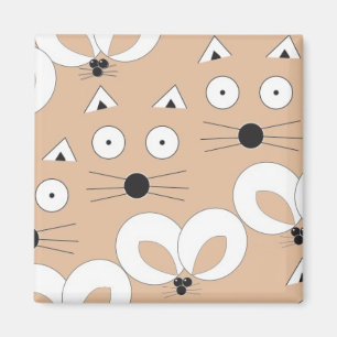 Cat & Mouse Muster Tan Magnet