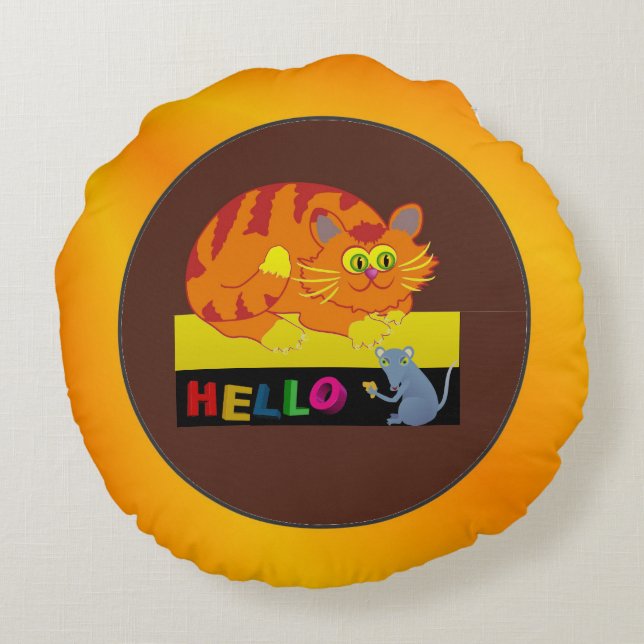 Cat & Mouse Rundes Kissen (Rückseite)