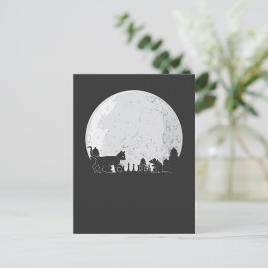 Cat Mouse Vollmond Postkarte (Stehend Vorderseite)