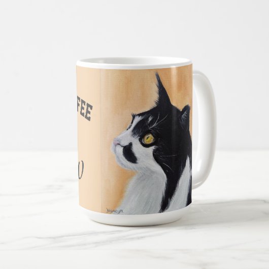 Cat mug I need coffee right meow Kaffeetasse (VorderseiteRechts)