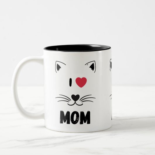 Cat mugs I love mom Zweifarbige Tasse (Links)