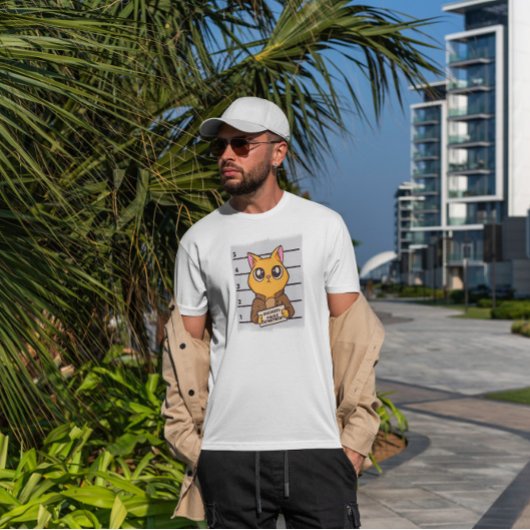 Cat Mugshot Cartoon T-Shirt