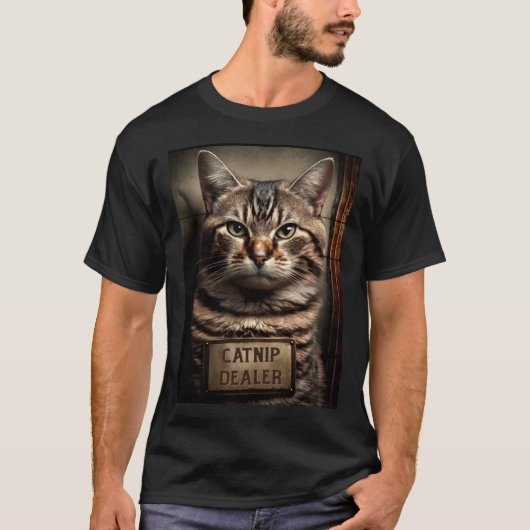 Cat Mugshot  Catnip Dealer  Cat Dad and Cat Mom T-Shirt (Vorderseite)
