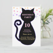 Cat & Multicolored Confetti Einladung zum Geburtst (Stehend Vorderseite)