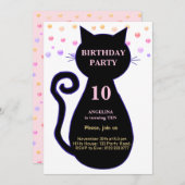 Cat & Multicolored Confetti Einladung zum Geburtst (Vorne/Hinten)