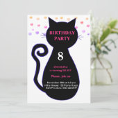 Cat & Multicolored Confetti Einladung zum Geburtst (Stehend Vorderseite)