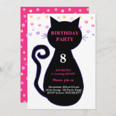 Cat & Multicolored Confetti Einladung zum Geburtst (Vorne/Hinten)