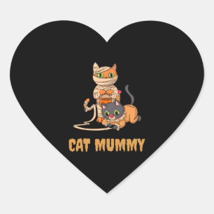 Cat Mummy Funny Halloween Cat Mama Frauen Herz-Aufkleber