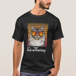 Cat Mummy Vintag Style Cat Lover Funny Mothers Da T-Shirt