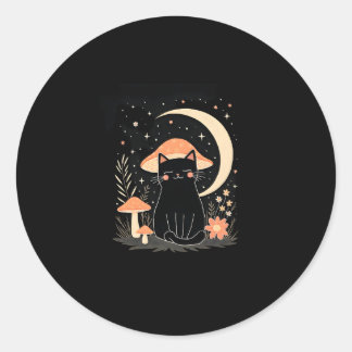 Cat Mushroom Hat Cottagecore Kitten Kitty Women Gi Runder Aufkleber