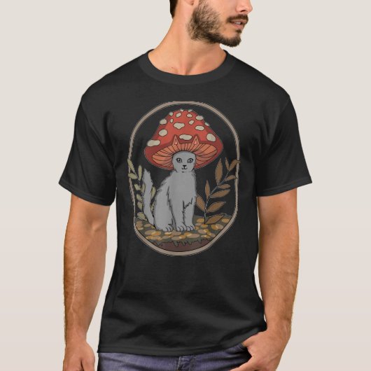 Cat Mushroom Hat T-Shirt (Vorderseite)
