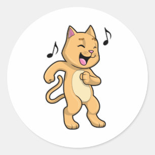 Cat Music Dance Runder Aufkleber
