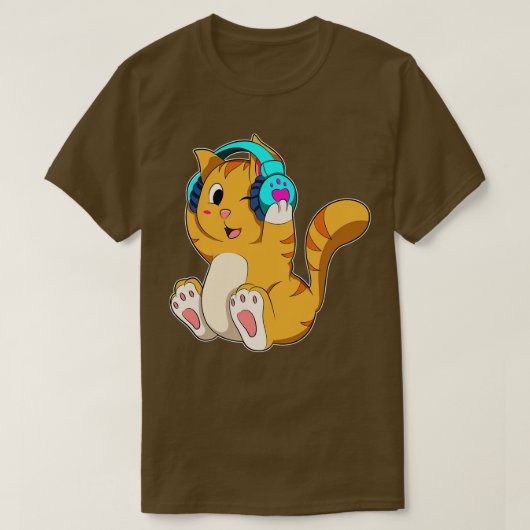 Cat Music mit Headphone T-Shirt (Design vorne)