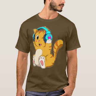Cat Music mit Headphone T-Shirt